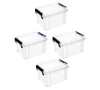 Amosfun Lot de 4 Boîtes de Rangement Transparentes Mini en Plastique, Empilables, Légères, Polyvalentes pour Jouets et Articles Ménagers, Organisateurs Pratiques pour Maison, Bureau et Buanderie