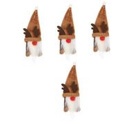 Amosfun Lot De 4 Bouteilles De Vin D'Élan De Noël Statue D'Élan Ornements Bougies Chapeau Décoration Rétro Renne Décorations d'arbre De Noël Osier Ginkgo
