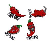 Amosfun Lot de 4 Broches Piment en Alliage de Zinc, Design Style Pixelisé Arc-en-ciel, Insigne de Vêtement Amusant et Clip de Cardigan, Accessoires Décoratifs pour Vêtements et Paquet,