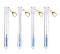 Amosfun Lot de 4 Brosses à Cils Tubes Bleues 10 Cm Porte-clés, Applicateurs de Mascara Réutilisables en Acrylique, Accessoires Maquillage pour Beauté des Cils et Sourcils