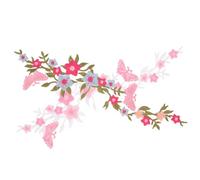 Amosfun Lot de 4 Écussons Thermocollants Brodés Mini Fer à Repasser, Appliqués Décoratifs Fleurs Plum Blossom en Tissu, Couleurs Lac Bleu et Rose, pour Vêtements, Paquet et Accessoires