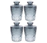 Amosfun Lot de 4 Fلاcons Diffuseurs en Verre 130 ML Sculpté Style Romain Gris Bouteilles Décoratives pour Diffuseur D’arômes Rechargeables pour Maison et Bureau