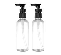 Amosfun Lot de 4 Flacons de Lotion Rechargeables 100ml en Pet et Pp Noir Pompe à Pression, Faciles à Utiliser pour Shampoing et Lotion, pour Voyage et Camping