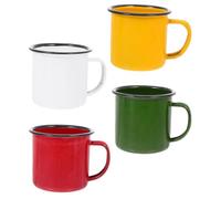 Amosfun Lot de 4 Mugs en Émail Rétro Colorés Assortis 120 Ml, Petits Gobelets à Boisson pour Fondue Chinoise, Tasses Légères et Faciles à Nettoyer pour Maison, Couleur Aléatoire