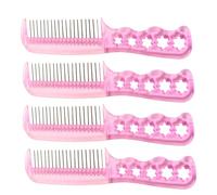 Amosfun Lot de 4 Peignes Professionnels en Acier pour Perruques, Peignes Antistatiques à Dents Fines, Accessoires pour Cheveux, Entretien des Perruques, Couleur Rose, Usage Coiffure