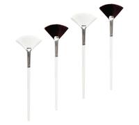 Amosfun Lot de 4 Pinceaux Éventail pour Masque Visage, Brosse de Soin en Nylon Doux, Manche en Bois, Couleur Blanche et Marron, Applicateur Professionnel pour Soins du Visage et Spa