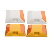 Amosfun Lot de 4 Plots Réfléchissants en Plastique pour Sécurité Routière, Balises de Chaussée Jaune et Blanc, Résistants aux Chocs, Visibilité Nocturne, Marquage Solide pour Routes