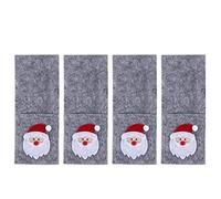 Amosfun Lot de 4 sacs à couverts de Noël - Père Noël - Renne - Porte-couverts rectangulaire en tissu - Porte-vaisselle - Mariage - Fête de Noël - Dîner - Décoration de table
