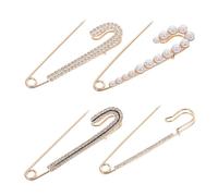 Amosfun Lot de 4 Set de Broches Épingles de Sûreté Décoratives en Perles et Cristaux, Accessoires Multifonctions pour Vêtements Femmes - Pinces à Taille et Broches Élégantes pour
