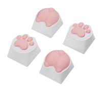 Amosfun Lot de 4 Touches de Clavier Mécanique Motif Patte de Chat en Résine et Silicone Rose pour Expérience de Jeu Confortable et Tactile Agréable