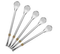 Amosfun Lot de 5 Cuillères-filtres en Acier Inoxydable 304 Doré, Cuillères à Filtre et Mélangeur, Réutilisables pour Thé, Cocktails et Boissons, Ustensiles Cuisine Pratiques et Solides
