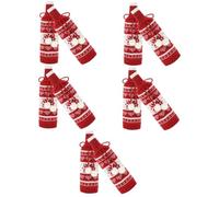 Amosfun Lot De 5 Jolis Manchons De Bouteille De Noël Décoratifs pour Bouteille De Vin Motif Élan Et Flocon De Neige Accessoire De Noël Festif 2 Pièces X 5