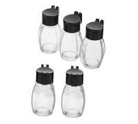 Amosfun Lot de 5 pots à épices en verre transparent avec couvercles hermétiques pour la cuisine, pour assaisonnement de sel et épices multiples, poignées faciles à manipuler pour la fraîcheur