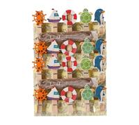 Amosfun Lot de 50 pinces à linge nautiques en bois avec ficelle de jute pour loisirs créatifs sous la mer, sirène, anniversaire, mariage, fête prénatale