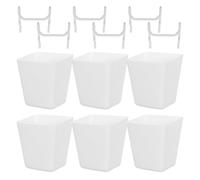Amosfun Lot de 6 boîtes de rangement pour tasses avec crochets, support carré, accessoires pour étagère perforée, organisateur pour atelier, établi, bureau, salle de classe, cuisine