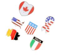 Amosfun Lot de 6 Broches Petites en Alliage Émail, Motifs Carte du Monde et Drapeaux de Pays, Accessoires de Costume Créatifs pour Décoration de Vêtements Décontractés