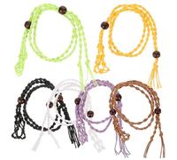 Amosfun Lot de 6 Cordons pour Collier DIY Supports de Pendentif Suspendu Ajustables, Cordons Tressés en Couleur Marron, Noir, Écru, Violet, Vert et Jaune, Accessoires pour Création