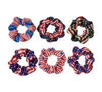 Amosfun Lot de 6 Élastiques à Cheveux Drapeau Américain, Anneaux Décoratifs pour Cheveux Femmes, Bandeaux Simples en Tissu Léger, Accessoires de Coiffure pour Festivals et Plusieurs styles