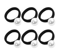 Amosfun Lot de 6 Élastiques à Cheveux Fins Grandes Perles Blanches, Accessoires Capillaires Élégants pour Femmes et Filles, Adaptés Coiffures Quotidiennes et Occasions Spéciales