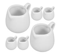 Amosfun Lot de 6 Mini Pichets à Sauce en Céramique Blanche 50 Ml avec Poignée, Petits Pots à Lait et Crémier pour Café, Ustensiles la Cuisine Polyvalents pour Bar, Restaurant et Maison