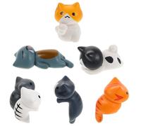Amosfun Lot de 6 Petites Statues de Chat Mignon en PVC pour Tableau de Bord de Voiture, Décoration Intérieure, Ornement Console Centrale, Accessoires Voiture Chat, Figurines Dessin Animé,