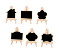 Amosfun Lot de 6 Petits Tableaux Noirs Décoratifs en Bois Multifonction, Panneaux Tableau Noir de Bureau Trépied, Format Rectangulaire, pour Messages et Menus, Décoration Café et Maison