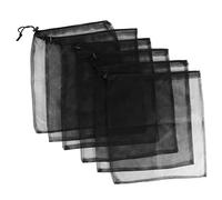 Amosfun Lot De 6 Pochettes Filet à Cordon Noir, Paquet De Rangement Réutilisables en Coton, Taille Compacte, Multi-usages pour Voyage, Organisation Et Rangement Quotidien