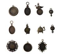 Amosfun Lot de 9 Plateaux Pendentifs en Alliage, Ébauches de Pendentifs Uniques, Formes Variées, pour Bijoux de Bricolage et Médaillons à Sertir Style Aléatoire