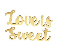Amosfun Love is Sweet Lettres Décoratives en Bois Doré, Décoration de Table Rustique pour Réception de Mariage, Ensemble Décoratif d'amour pour Fête, Anniversaire et Saint-Valentin,
