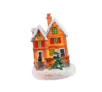 Amosfun Lumières De Noël Solaires Miniatures À LED en Résine Maison Village De Noël Bâtiments Décoration Joyeux Noël Lumière LED Ornement