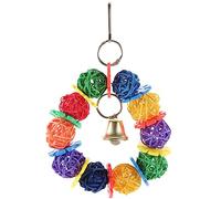 Amosfun Mâcher pour Oiseaux en Rotin Cloche Suspendue, Facile à Installer, Stimule L'activité Physique des Perroquets et Autres Oiseaux de Compagnie