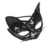 Amosfun Mascarade de Chat Masque Renard Cosplay Masque Performance Animale moitié Visage Accessoires pour Fournitures de fête d'halloween (Noir)