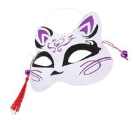 Amosfun Masque de Chat Demi-visage en Plastique Pourpre Style Japonerie