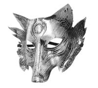 Amosfun Masque de Loup Vintage Argenté pour Cosplay et Carnaval, Accessoire de Costume D’halloween Élastique Confortable, Masque D’animal Réaliste pour Fêtes Costumées et Soirées à Thème