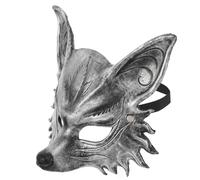 Amosfun Masque de Renard Réaliste en Pu Léger pour Costumes Créatifs et Événements Cosplay Design Unique et Style Argenté