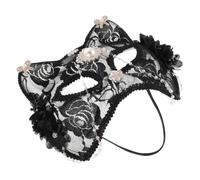 Amosfun Masque Demi-visage Chat Femme en Dentelle, Ambiance Halloween
