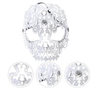 Amosfun Masque D'halloween en Métal Blanc, Masque Intégral pour Mascarade