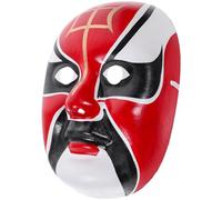 Amosfun Masque D'opéra de Pékin en Plâtre Rouge pour Décoration Murale la Maison, Accessoire de Fête Unique et Exquis pour Salon ou Salle à Manger