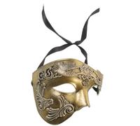 Amosfun Masque Romain D'halloween Demi-visage Or Plastique pour Adultes