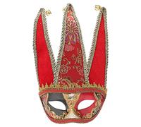 Amosfun Masque VéNitien Homme Masque Carnaval Demi Rouge Accessoire Mascarade Pour FêTe Carnaval Halloween Costume