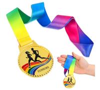 Amosfun Médaille Métal pour Marathon et Course à Pied avec Lanière Médaille de Running Alliage de Zinc pour Compétitions Sportives et Récompenses des Gagnants