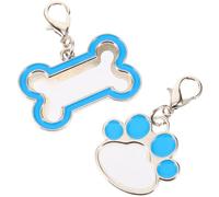Amosfun Médailles D'identification en Métal Bleu 2pcs pour Chiens et Chats Surface Lisse et Robuste, Forme Os ou Patte, pour Bricolage Personnalisable