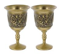 Amosfun Mini Gobelets à Vin Résistant aux Chocs Lot de 2 en Alliage de Zinc, Coupe Médiévale Vintage Design Embossé pour Célébrations et Décoration Intérieure