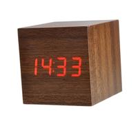 Amosfun Mini LED Horloge réveil cubique Mini-réveil réveil numérique en Bois Brown