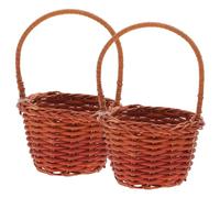 Amosfun Mini Paniers Miniatures Tressés En Rotin Naturel, Diamètre 8 Cm Hauteur 5 Cm, Légers Et Portables, Accessoires De Décoration Pour Maison Et Photographie, Lot De 2