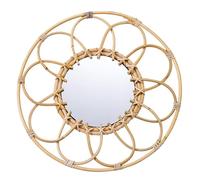 Amosfun Miroir Décoratif Mural Tressé en Rotin Kaki Rond 30 Cm Miroir De Maquillage Art Mural Décoration Maison Accessoire Suspendu