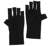 Amosfun Mitaines UV pour Manucure en Polyester Respirant, Protection Solaire sans Doigts pour Femmes, Mitaines Courtes Épaisses Noires, Accessoire Indispensable pour Pose de Gel et Soin