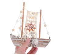 Amosfun Modèle de Voilier Nautique Élégant avec Coquillages et Filet Ornement Miniature pour Salle de Bain Salon et Bureau Style Bord de Mer