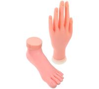 Amosfun Modèle D'entraînement Manucure Main Gauche et Faux Pied Gauche en Caoutchouc Léger, Kit Pratique 2 Pièces pour Formation Nail Art et Pratique Prothésiste Couleur Couleur Aléatoire