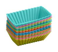 Amosfun Moules Silicone Rectangulaires Pour Muffins Et Cupcakes Ustensiles De Cuisson Réutilisables Pour Pâtisserie Lot De 12 Résistants À La Chaleur Couleur Aléatoire